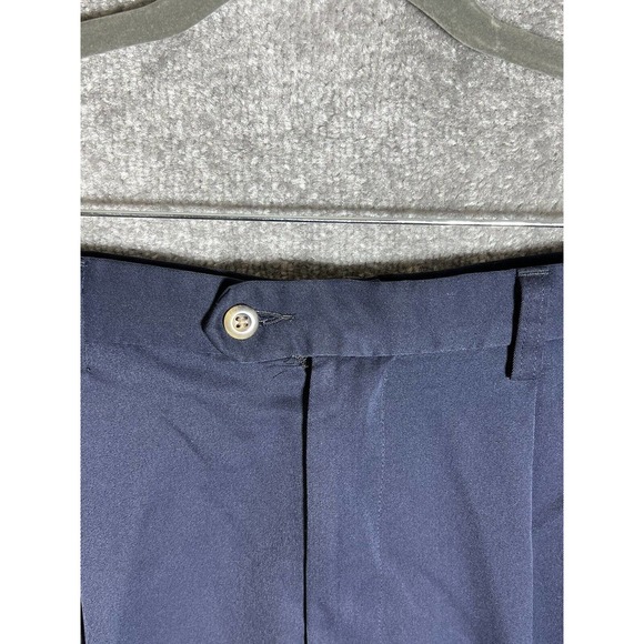 Haggar Cool 18 Chino Shorts Mens Size 36 Navy Blue Polyester Pockets Pleated - Picture 6 of 10